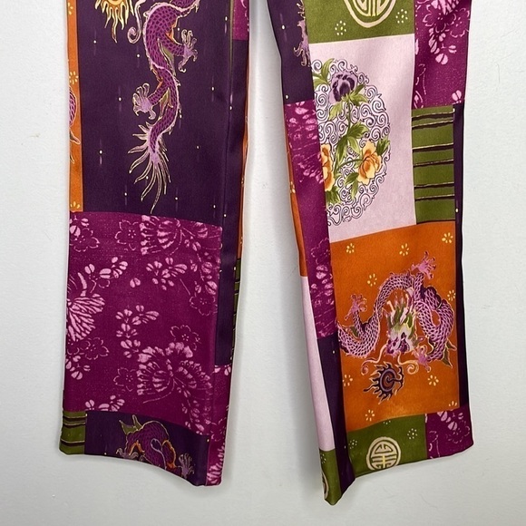 𝅺vintage made in USA patchwork oriental high waisted pants - Picture 3 of 10